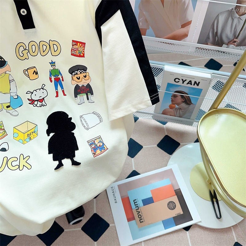 期間限定 カジュアル 切り替え プリント 半袖Tシャツ カットソーins-8221