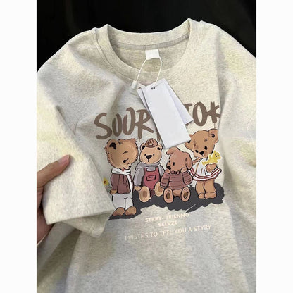 目立つ カジュアル ラウンドネック 半袖 Tシャツ ins-8630