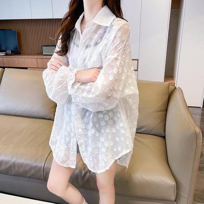 定番シンプル UV対策合わせやすい カジュアル ゆったりシャツ 全3色ins-8370