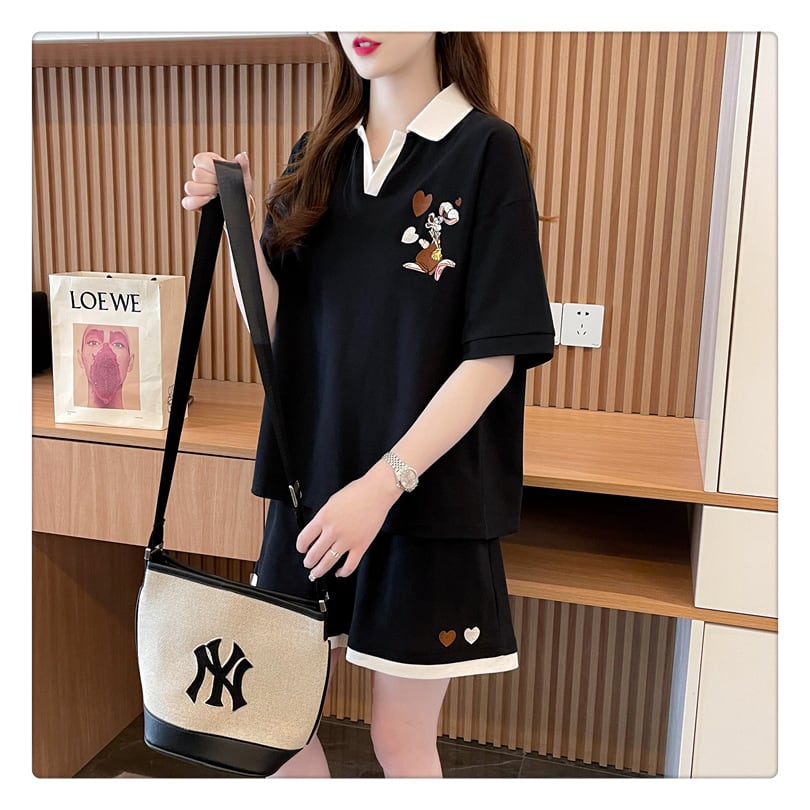 定番シンプル カジュアル  切り替え 半袖Ｔシャツⅹパンツセット全3色 ins-8267
