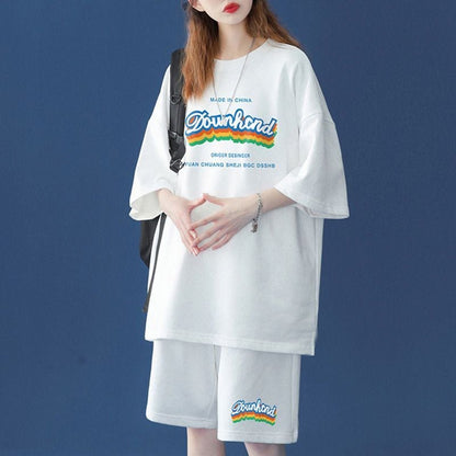 【半額セール】早い者勝ち 半袖Ｔシャツⅹパンツセット全4色 男女兼用ins-6553