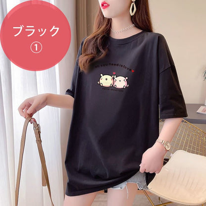 今季マストバイ カジュアル キュート プリント全3色 Tシャツ カットソー ins-8553