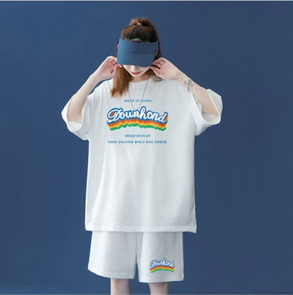 【半額セール】早い者勝ち 半袖Ｔシャツⅹパンツセット全4色 男女兼用ins-6553