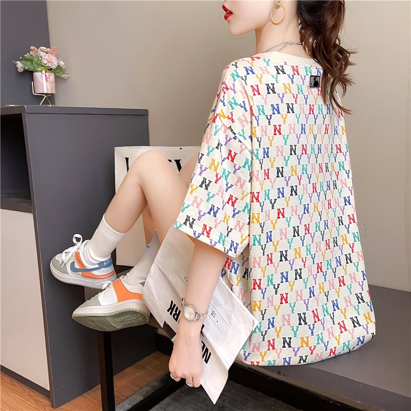 【半額！期間限定！！】新作 カジュアル プリント ラウンドネック  半袖Tシャツ カットソーins-8427