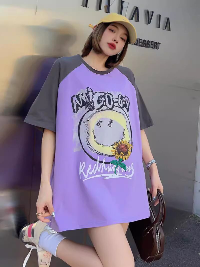 おすすめ 個性派 アルファベット プリントTシャツ ゆったり半袖ins-8114