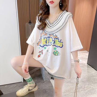 【半額！期間限定！！】オシャレ度満点 着心地抜群 キュート プリント 全3色 Tシャツ カットソーins-8536