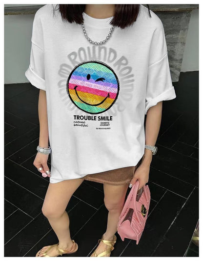 超人気商品 シンプル ラウンドネック 半袖 Tシャツ ins-8649