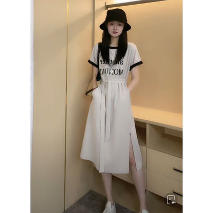 売り切れ必至 上質 簡潔 半袖Tシャツワンピースins-8288