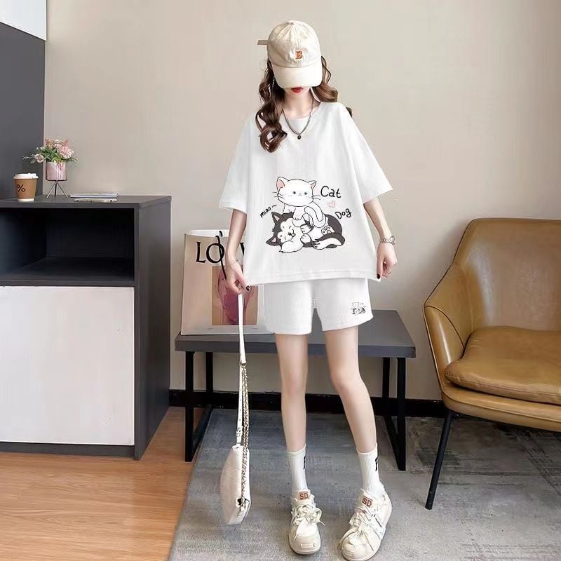 大人可愛い  上質 半袖Ｔシャツⅹパンツセット全4色 男女兼用 ins-6551