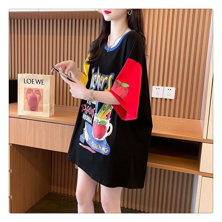 おすすめ 個性派 アルファベット プリントTシャツ ゆったり半袖ins-8090