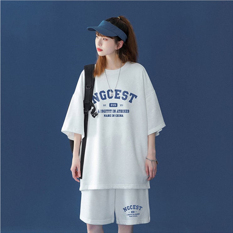 【半額！期間限定！！】売り切れ必至  カジュアル  半袖Ｔシャツⅹパンツセット全4色 男女兼用ins-6574