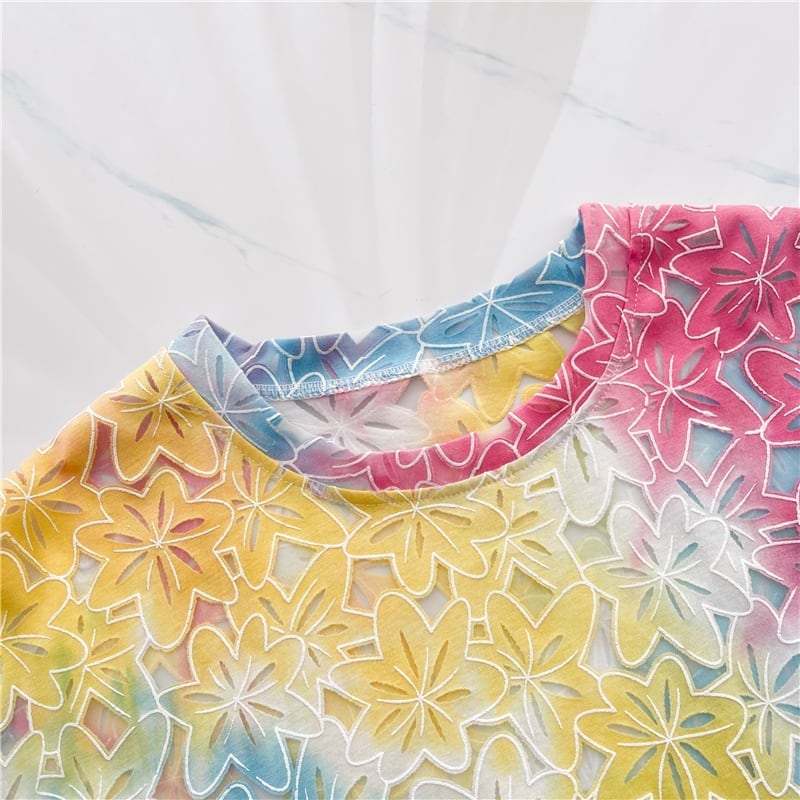 オシャレ度満点 スタイリッシュ ラウンドネック 透かし彫り Tシャツ カットソーins-2957