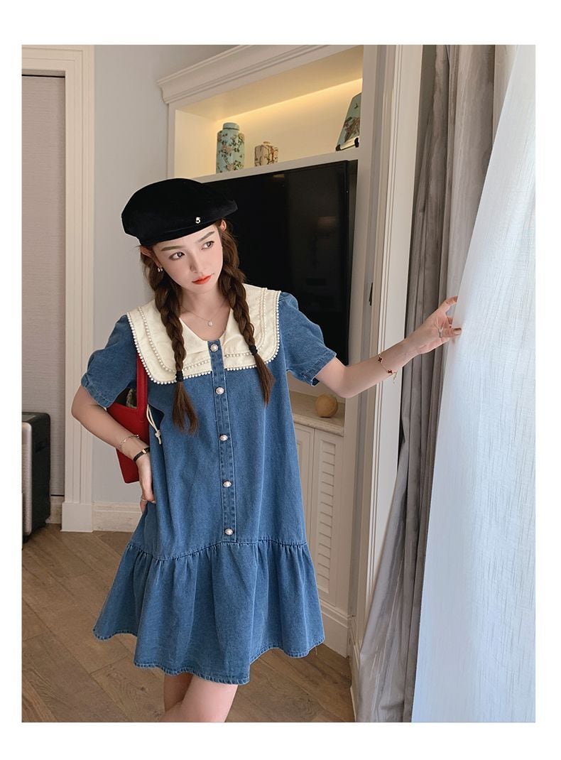 新商品 大人可愛い スウィート デニム ワンピースins-8375