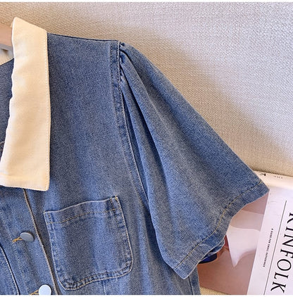 おすすめ シンプル スウィート デニム ワンピースins-8337