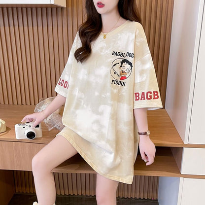 超人気 ロゴ プリント  ゆったり 3色 半袖Tシャツins-8348