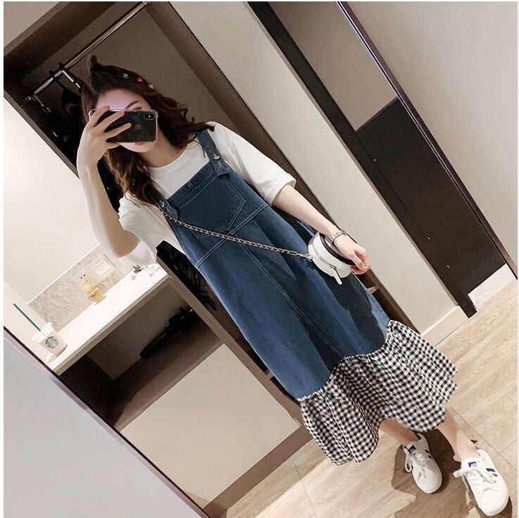 話題沸騰中 オシャレ度満点 切り替え 半袖Ｔシャツ＋ワンピース セットアップins-8322