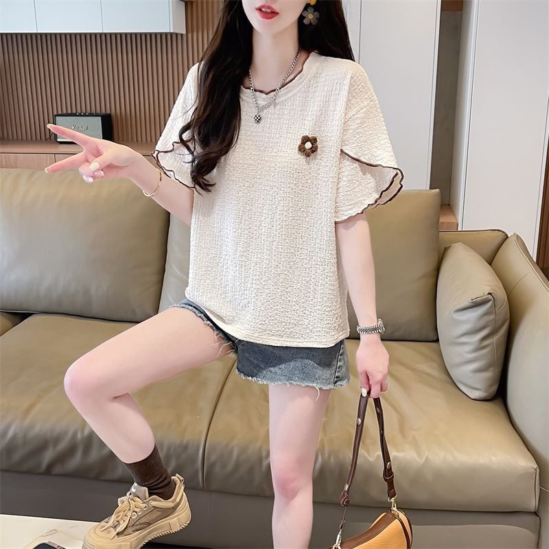 美人度アップ キュート スウィート 5色選択 半袖Tシャツins-8578