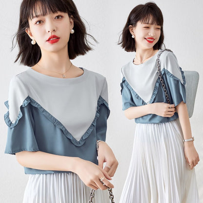【半額！期間限定！！】 定番シンプル ファッション 上質 シフォン 半袖ins-6595