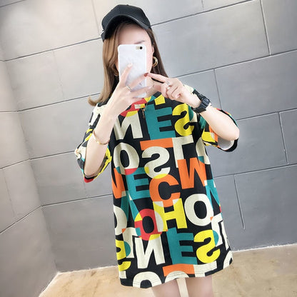 売り切れ必至 個性派 カラーマッチング プリント全2色 半袖Tシャツ カットソー ins-8556