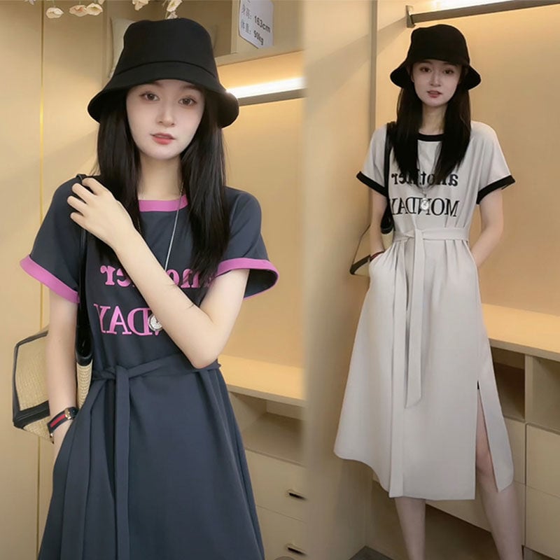 売り切れ必至 上質 簡潔 半袖Tシャツワンピースins-8288