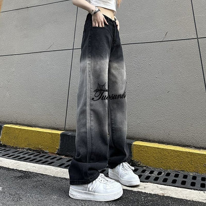 絶対流行 カジュアル 好感度満載 グラデーション ハイウエストデニム パンツins-4958