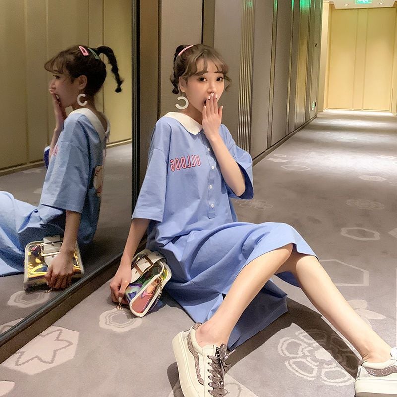 美人度アップ  カジュアル プリント 両面着る ワンピースins-8453