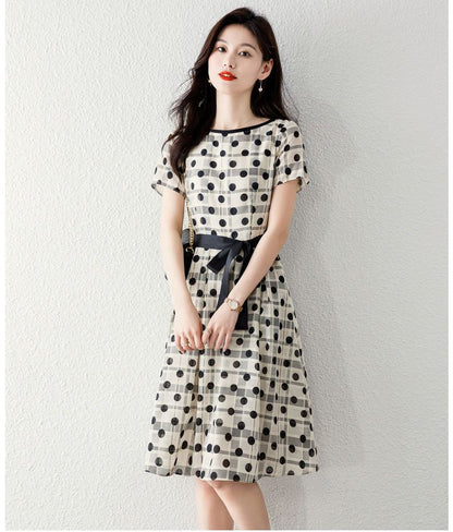 着回し力抜群 カジュアル エレガント ドット柄 ワンピースins-8324