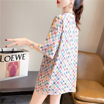 【半額！期間限定！！】新作 カジュアル プリント ラウンドネック  半袖Tシャツ カットソーins-8427