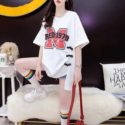 超人気 美人度アップ  特別デザイン ゆったり二色 半袖Tシャツins-8038