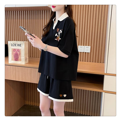 定番シンプル カジュアル  切り替え 半袖Ｔシャツⅹパンツセット全3色 ins-8267