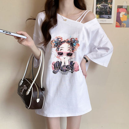 美人度アップ キュート カジュアル 全3色 半袖Tシャツ カットソー ins-8613