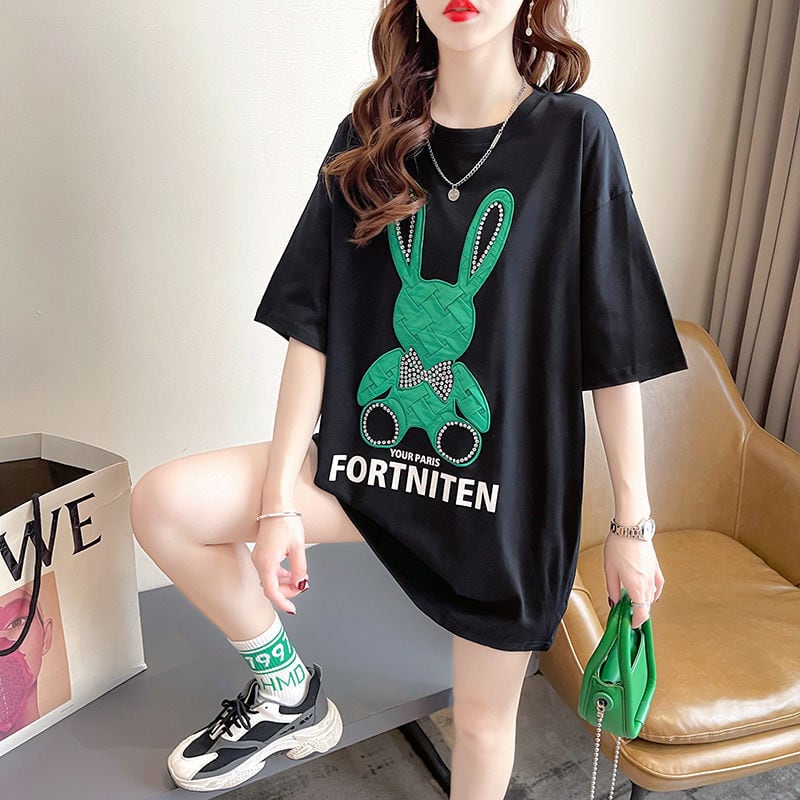 新商品 ファッション プリント 切り替え 全2色 半袖Tシャツins-8612