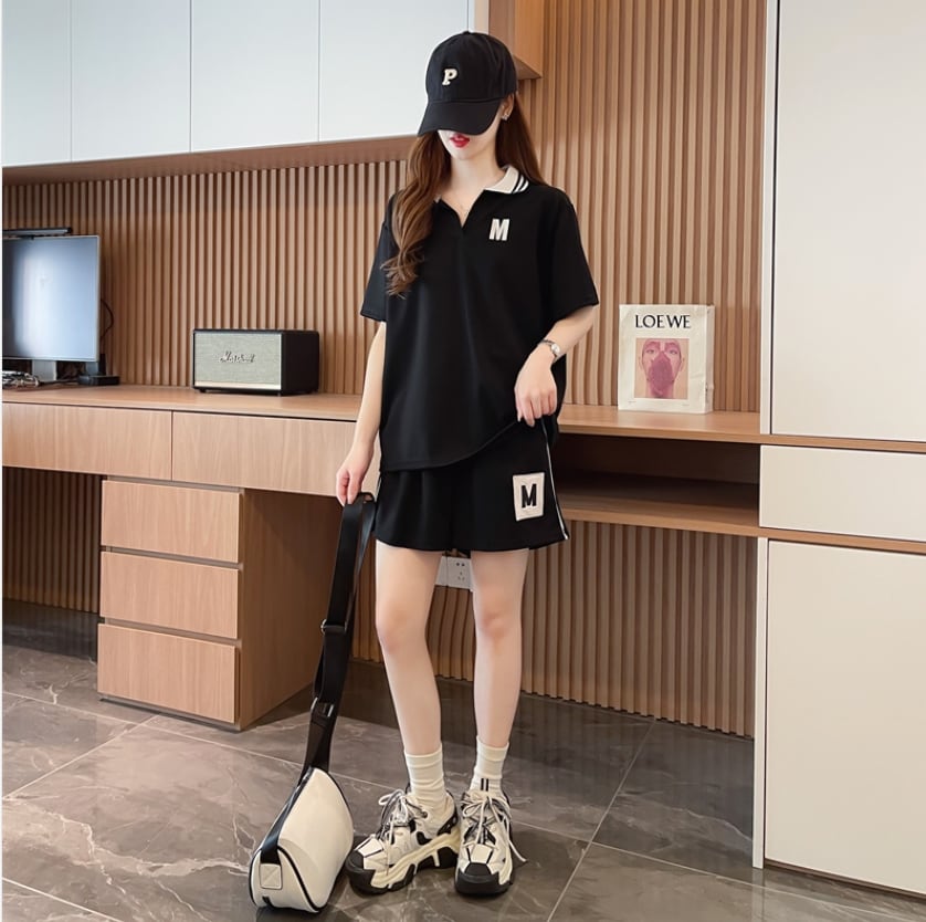 売り切れ必至 ルーズ  半袖Ｔシャツⅹパンツセット全2色ins-8190