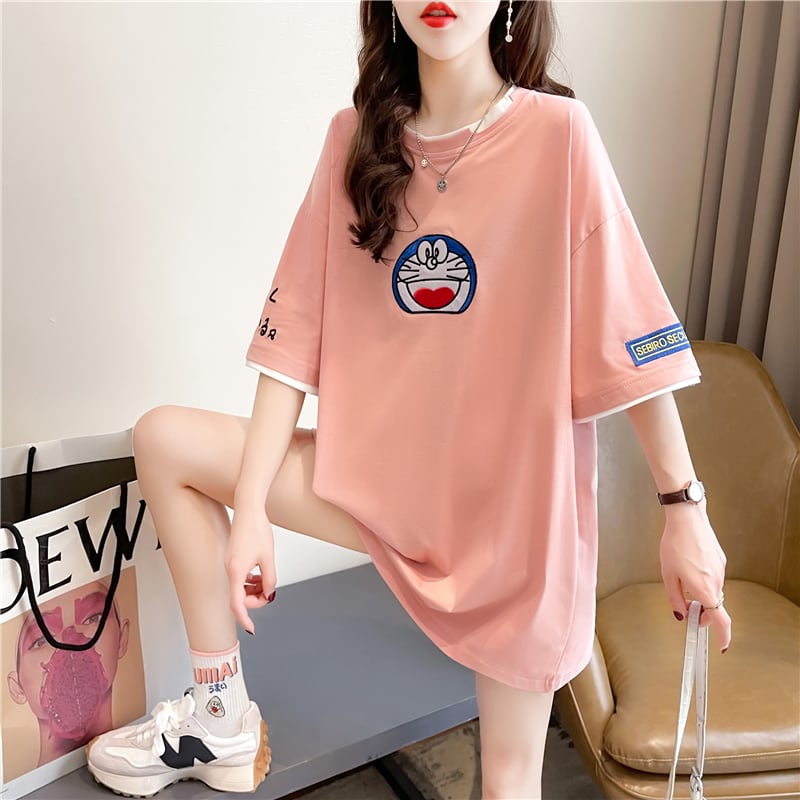 好感度満載 ラウンドネック プリント Tシャツ カットソー全3色ins-8223