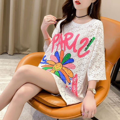 美人度アップ スウィート ゆったり 半袖Tシャツins-8130