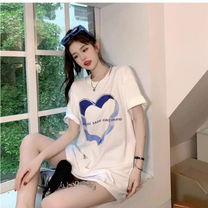 売り切れ必至 上質 カジュアル ファッション プリント 半袖Tシャツins-8586