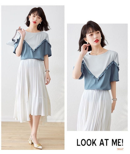 【半額！期間限定！！】 定番シンプル ファッション 上質 シフォン 半袖ins-6595