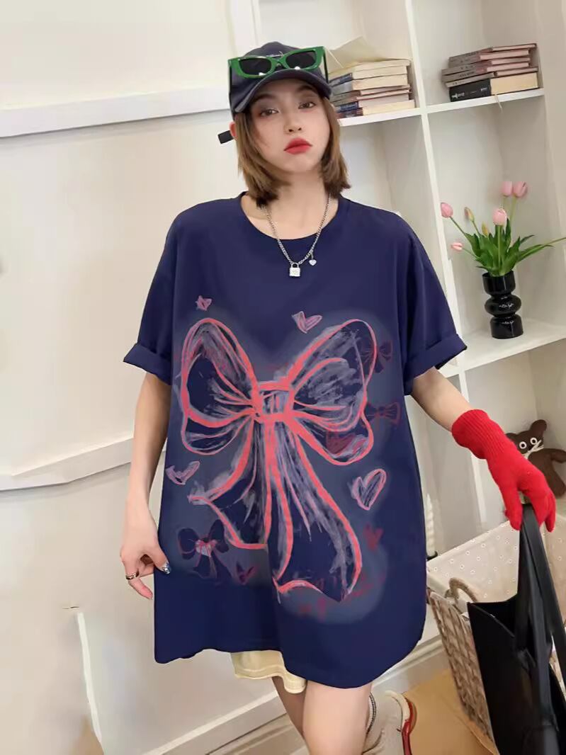 個性的なデザイン  ラウンドネック プリント 半袖 Tシャツ カットソーins-8273
