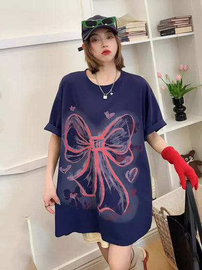 個性的なデザイン  ラウンドネック プリント 半袖 Tシャツ カットソーins-8273