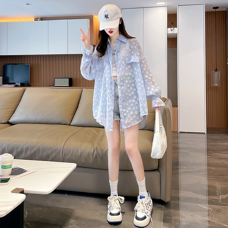 定番シンプル UV対策合わせやすい カジュアル ゆったりシャツ 全3色ins-8370