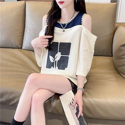 好感度100％ キュート ラウンドネック 半袖 Tシャツ ins-8628