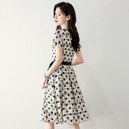 着回し力抜群 カジュアル エレガント ドット柄 ワンピースins-8324