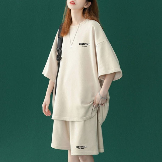 【半額セール】早い者勝ち 男女兼用 半袖Ｔシャツⅹパンツセット全4色ins-6549