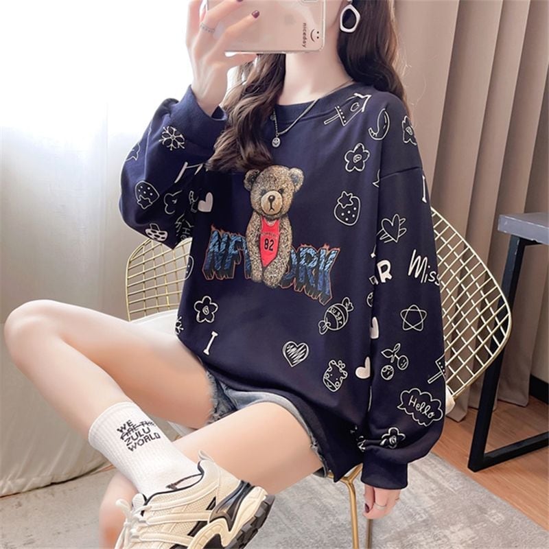 超人気 !存在感アップ ビッグロゴ ゆったり 花柄 スウェット全6色 ins-4931