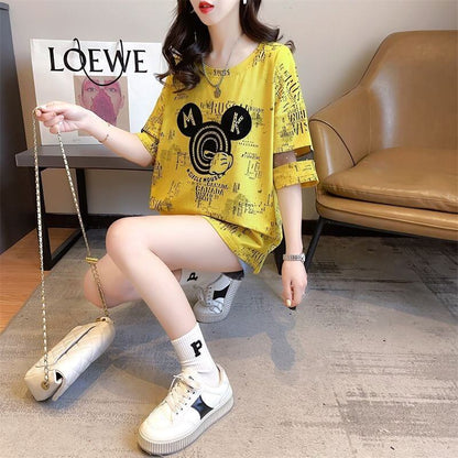 新作 超人気 カジュアル  切り替え 半袖Tシャツ カットソー 全4色ins-8055