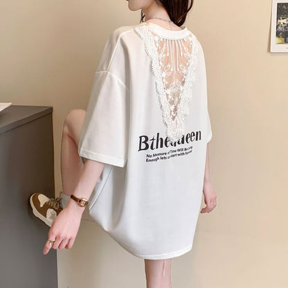 話題沸騰中 アバンギャルド レース 切り替え ホットダイヤモンド 3色選択 半袖Tシャツins-8547