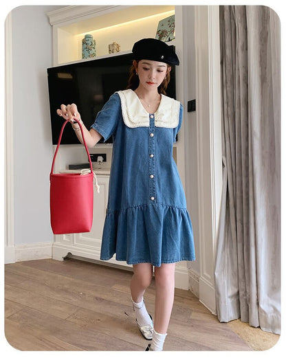 新商品 大人可愛い スウィート デニム ワンピースins-8375