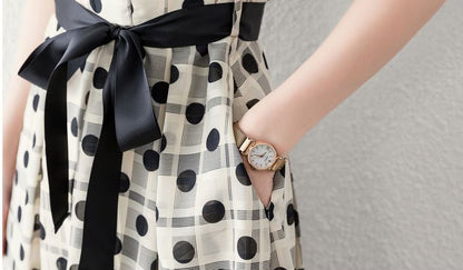 着回し力抜群 カジュアル エレガント ドット柄 ワンピースins-8324