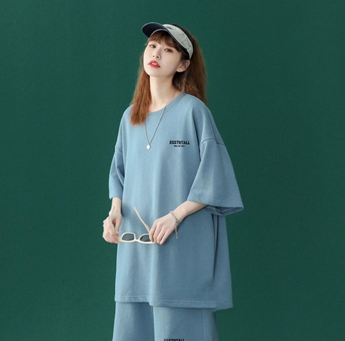 【半額セール】早い者勝ち 男女兼用 半袖Ｔシャツⅹパンツセット全4色ins-6549
