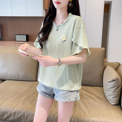 美人度アップ キュート スウィート 5色選択 半袖Tシャツins-8578